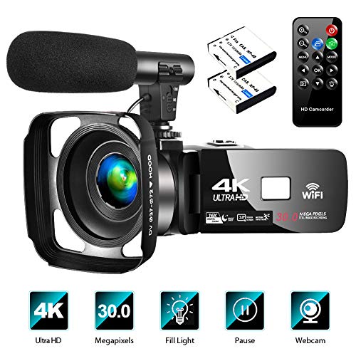 4K Video Camera Camcorder with Microphone Vlogging Camera YouTube ...