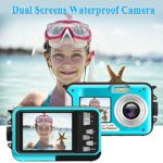 Waterproof Digital Camera Underwater Camera Full HD 2.7K 48 MP Video Recorder Selfie Dual Screens 16X Digital Zoom Flashlight Waterproof Camera for Snorkeling