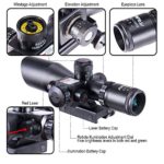 Pinty 2.5-10×40 Red Green Illuminated Mil-dot Tactical Rifle Scope with Red Laser Combo – Green Lens Color