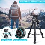 Torjim 60” Camera Tripod with Carry Bag, Lightweight Travel Aluminum Professional Tripod Stand (5kg/11lb Load) with Bluetooth Remote for DSLR SLR Cameras Compatible with iPhone & Android Phone-Black