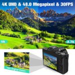4K Digital Camera, Video Camera Camcorder VideoSky UHD 48MP with WiFi 3.5 in Touch Screen 16 X Digital Zoom Wide Angle Lens YouTube Vlogging Cameras