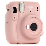 Fujifilm Instax Mini 11 Instant Camera + Fujifilm Instax Mini Twin Pack Instant Film (16437396) + Single Pack Rainbow Film + Case + Travel Stickers (Blush Pink)