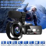 4K Video Camera Ultra HD Camcorder 48.0MP IR Night Vision Digital Camera WiFi Vlogging Camera with External Microphone and Lens Hood, 3 in Touch Screen (V4G)