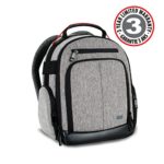 USA GEAR Portable Camera Backpack for DSLR (Gray) with Customizable Accessory Dividers, Weather Resistant Bottom and Comfortable Back Support – Compatible with Canon, Nikon and More