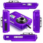 AbergBest 21 Mega Pixels 2.7″ LCD Rechargeable HD Digital Camera Video Camera Digital Students Cameras,Indoor Outdoor for Adult/Seniors/Kid (Purple)