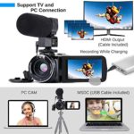 4K Camcorder Vlogging Camera for YouTube Ultra HD 4K 48MP Video Camera with Microphone & Remote Control WiFi Digital Camera 3.0″ IPS Touch Screen