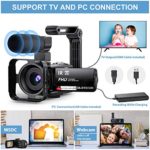 Video Camera Camcorder WiFi YouTube Vlogging Camera FHD 1080P 30FPS 26MP 16X Digital Zoom IR Night Vision 3″ Touch Screen Digital Video Recorder with Microphone, Stabilizer, 2.4G Remote, 2 Batteries