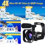 Video Camera 4K Camcorder 48MP Image Vlogging Camera with Wi-Fi 18X Digital Zoom YouTube Camera with Microphone, 3’’ Touch Screen and Remote Control