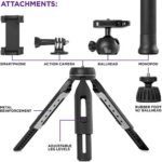 6 in 1 Monopod Tripod Kit by Altura Photo – Universal 55” Telescoping DSLR Camera, GoPro, Cell Phone Holder Selfie Stick with Tripod Base, 360 Ball Head and Carry Bag
