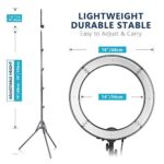 Neewer Ring Light Kit:18″/48cm Outer 55W 5500K Dimmable LED Ring Light, Light Stand, Carrying Bag for Camera,Smartphone,YouTube,TikTok,Self-Portrait Shooting, Black, Model:10088612