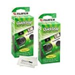 Fujifilm QuickSnap Flash 400 Disposable 35mm Camera (2 Pack) Bonus Hand Strap + Quality Photo Microfiber Cloth