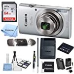 Canon PowerShot ELPH 180 Digital Camera (Silver) + 64 GB Memory Card + Point & Shoot Camera Case + USB Card Reader + LCD Screen Protectors + Memory Card Wallet + Cleaning Pen + Accessory Kit