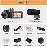 Video Camera Camcorder YouTube Vlogging Camera FHD 1080P 30FPS 24MP 16X Digital Zoom 3″ LCD 270 Degrees Rotatable LCD Digital Camera Recorder with Microphone,2.4G Remote Control,2 Batteries