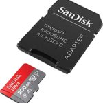 SanDisk 200GB Ultra microSDXC UHS-I Memory Card with Adapter – 100MB/s, C10, U1, Full HD, A1, Micro SD Card – SDSQUAR-200G-GN6MA