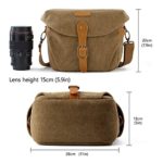 Camera Bag, BAGSMART SLR DSLR Canvas Camera Case, Vintage Padded Shoulder Bag with Rain Cover for Women and Men, Khaki