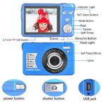 Digital Camera 2.7 Inch LCD Rechargeable HD Digital Camera Compact Camera Pocket Digital Cameras 30 Mega Pixels with 8X Zoom for Adult Seniors Students Kids with 32GB SD Card(1 Battery Included), Blue