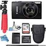 Canon Elph 360 (Black) Point & Shoot Digital Camera + Accessory Bundle + Inspire Digital Cloth