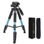 Portable Compact LightWeight Travel Tripod for Digital Single Lens Reflex Camera,Height 18.5″-55″ Aluminum Alloy Phone Camera Tripod Stand with Carry Bag (Blue)