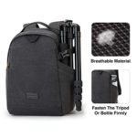 BAGSMART Camera Backpack, DSLR SLR Canvas Camera Bag Fits 13.3 Inch Laptop Water Resistant with Rain Cover Tripod Holder,for Men Women,Canvas Black