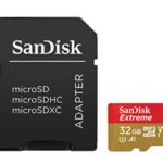SanDisk 32GB Extreme microSDHC UHS-I Memory Card with Adapter – C10, U3, V30, 4K, A1, Micro SD – SDSQXAF-032G-GN6MA, Red/Gold