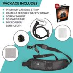 HiiGuy Camera Strap, Adjustable Padded Sling for All SLR and DSLR Cameras, Neck and Shoulder Strap, 32 Inches Long, with Screw Mount, Safety Tether