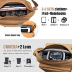 Cwatcun Camera Messenger Bag/Case Lightweight Vintage Waterproof Canvas Shockproof Camera Shoulder Bag Compatible for Canon Sony Nikon Leica Pentax DSLR SLR Tripod Strap and Accessories Khaki