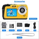 Underwater Camera Waterproof Digital Camera for Snorkeling 48MP 2.7K Waterproof Camera Selfie Dual Screen Video Camera Point Shoot Digital Camera