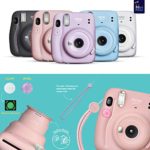 Fujifilm Instax Mini 11 Instant Camera + MiniMate Accessory Bundle & Compatible Custom Case + Fuji Instax Film Value Pack (50 Sheets) Flamingo Designer Photo Album (Charcoal Gray, Standard Packaging)