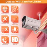 Security Camera Outdoor, 1080P WiFi Camera Surveillance Cameras, IP Camera with Two-Way Audio, IP66 Waterproof, Night Vision, Motion Detection, Activity Alert, Deterrent Alarm – iOS, Android