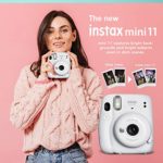 FUJIFILM INSTAX Mini 11 Instant Film Camera (Ice White) + ACCESSORY BUNDLE THAT INCLUDES 5X Fujifilm Instax Mini Twin Film (100 Exposures), Camera Carrying Case, Camera Strap & Funky Film Frames