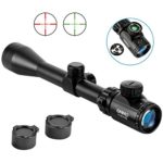 OMMO 3-9X40 Rifle Scope, Red Green Illuminated Optical Mil-Dot Riflescope for Hunting, with Flip-Open Covers