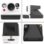 Polaroid Now i-Type Instant Camera – Black & White + Polaroid Color i-Type Film (16 Sheets) + Black Album + Neck Strap – Gift Bundle