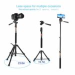 70-Inch Camera/Phone Tripod Monopod Aluminum Lightweight Compact for Travel Convnient Pan Head QR Plate for DSLR Vlogging Camera with Phone Mount, Remote Control and Carrying Case by Besnfoto