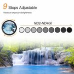 K&F Concept 55mm Slim HD Multi-Coated Variable Polarizing Fader ND Neutral Density Adjustable ND2 to ND400 Lens Filter for Digital Cameras + Cleaning Cloth