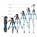 Height 18.5″-55″ Aluminum Alloy Phone Camera Tripod Stand,Portable Compact Lightweight Travel Tripod for Digital Single Lens Reflex Camera with Carry Bag,Load Capacity: 6.6 lbs/3 kg (Blue)