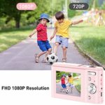 Digital Camera FHD 1080P Mini Video Camera 36MP Vlog Camera for YouTube 2.4 Inch IPS LCD Display Compact Pocket Camera with 16X Digital Zoom Anti-Shake Burst Shoot for Kids Students Teenager