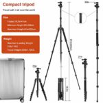 JOILCAN 81” Tripod, Aluminum Camera Tripod for DSLR, Compact Travel Tripod Monopod 360° Panorama Ball Head with 2 Quick Release Plates, 16.5” When Folded, 25 lbs Loads – Black