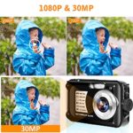 Waterproof Camera 1080P Full HD 30MP Video Resolution Underwater Camera 10FT Anti-Shake 16X Zoom Digital Waterproof Camera for Snorkeling,Travel (Black)