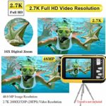Waterproof Digital Camera Underwater Camera Full HD 2.7K 48 MP Video Recorder Selfie Dual Screens 16X Digital Zoom Flashlight Waterproof Camera for Snorkeling (Yellow)