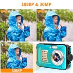 Waterproof Camera 1080P Full HD 30MP Video Resolution Underwater Camera 10FT Anti-Shake 16X Zoom Digital Waterproof Camera for Snorkeling,Travel (Blue)