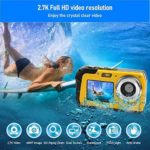 Waterproof Camera Underwater Digital Camera 48MP 2.7K Waterproof Camera for Snorkeling Selfie Dual Screen Video Camera Point Shoot Digital Camera