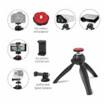 Polarduck Mini Tripod, Mini Phone Tripod Stand, Mini Tripod for iPhone/Compact DLSR/Samsung/Android Cellphone/Webcam/Projector with Universal Phone Mount & GoPro Mount, Fully Adjustable Angle Rotation