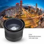 Wosune Fisheye Wide Angle Lens, Wide Angle Len Black 0.35x Fisheye Lens, Professional Camera Len for Travel Outdoor Photographer Digital Camera