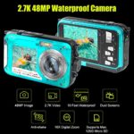Waterproof Camera Waterproof Digital Camera Full HD 2.7K 48MP Underwater Camera for Snorkeling | Dual Screen | 16X Digital Zoom | Flashlight | 10 Feet Waterproof