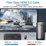 4K Fiber HDMI Cable 75ft, High Speed 18Gbps Fiber Optic HDMI 2.0 Cable Supports 4K@60Hz, 4:4:4, HDR, Dolby Vision, HDCP 2.2, ARC, 3D, Compatible with TV Box/HDTV/Projector/Blu-ray/Home Theater etc