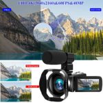 Video Camera 4K Camcorder UHD 60FPS Vlogging Camera for YouTube WiFi 48M Digital Zoom Camcorder IR Night Vision 3 in Touch Screen Support Webcam Microphone
