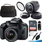 Canon EOS 4000D Digital Camera with EF-S 18-55MM F/3.5-5.6 III Lens + 64GB Intermediate Accessories Bundle (International Version)
