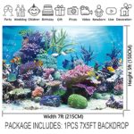 Allenjoy 7x5ft Fabric Under The Sea Photography Backdrop Aquarium Underwater World Tropical Fish Coral Reef Background Mermaid Birthday Baby Shower Party Decorations Kids Girl Photobooth Props