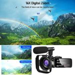 Video Camera Camcorder 1080P Full HD 30FPS 24MP Vlogging Camera for YouTube 16X Zoom IR Night Vision Webcam Digital Camera with Microphone Remote Control and 2 Batteries
