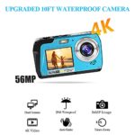 Waterproof Camera 4K Underwater Cameras 56 MP Waterproof Camcorder Camera Dual Screen TFT Displays Selfie Video Recorder Waterproof Digital Camera for Snorkeling (810BU)